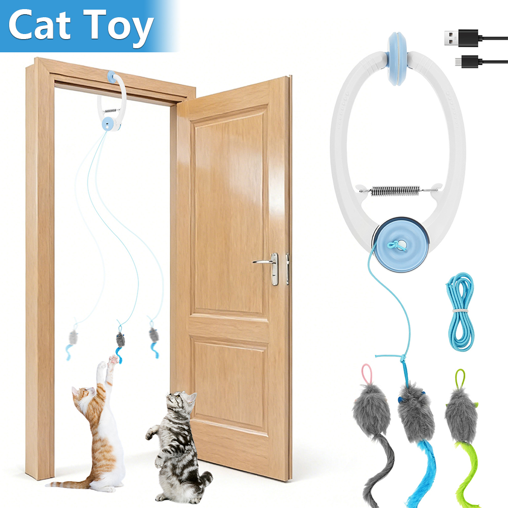 Catnip Toys - Door Hanging Auto-Rebound Cat Toy Plastic