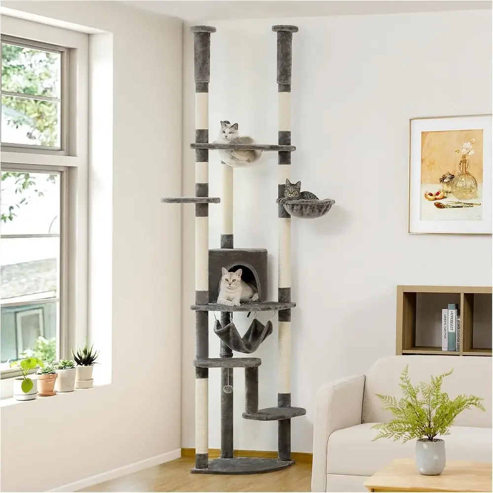 Cat Scratching Post - Adjustable Height Cat Tower: Spacious Play