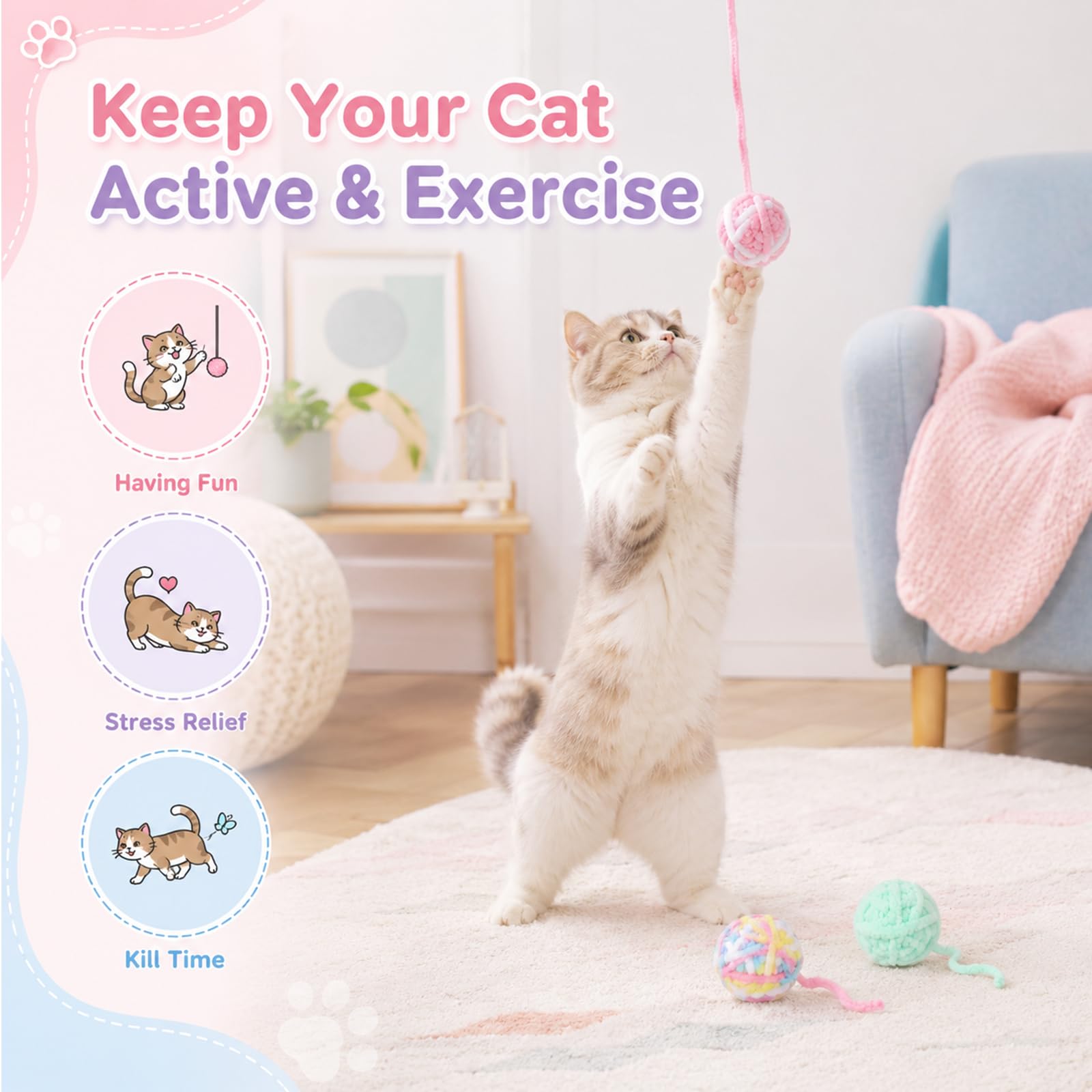 Cat Toys Balls Woolen Yarn Cat - Catnip Toys recension och pris