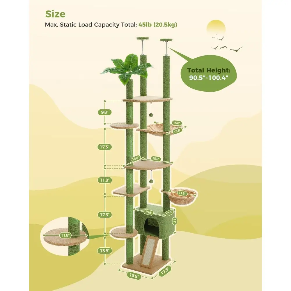 Adjustable Tall Cat Tree Tower - Cat Scratching Post recension och pris