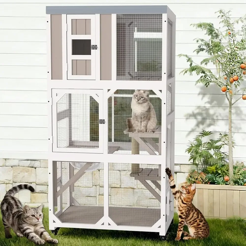 Outdoor Cat Enclosure with Whe - Cat Scratching Post recension och pris