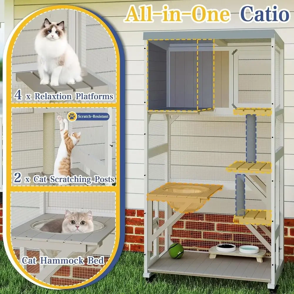 Outdoor Cat Enclosure with Whe - Cat Scratching Post recension och pris