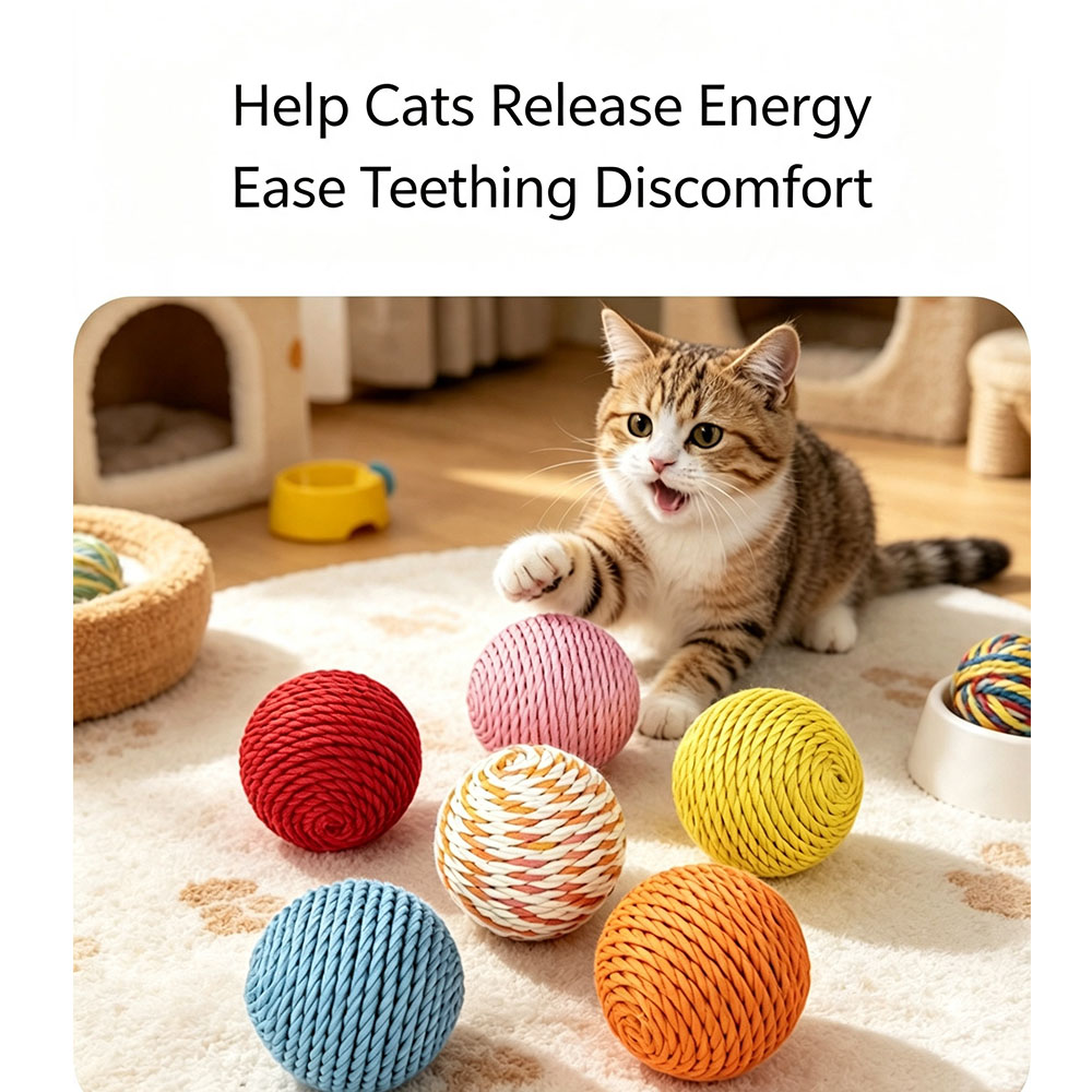 Colorful Sisal Cat Toy Ball In - Catnip Toys recension och pris