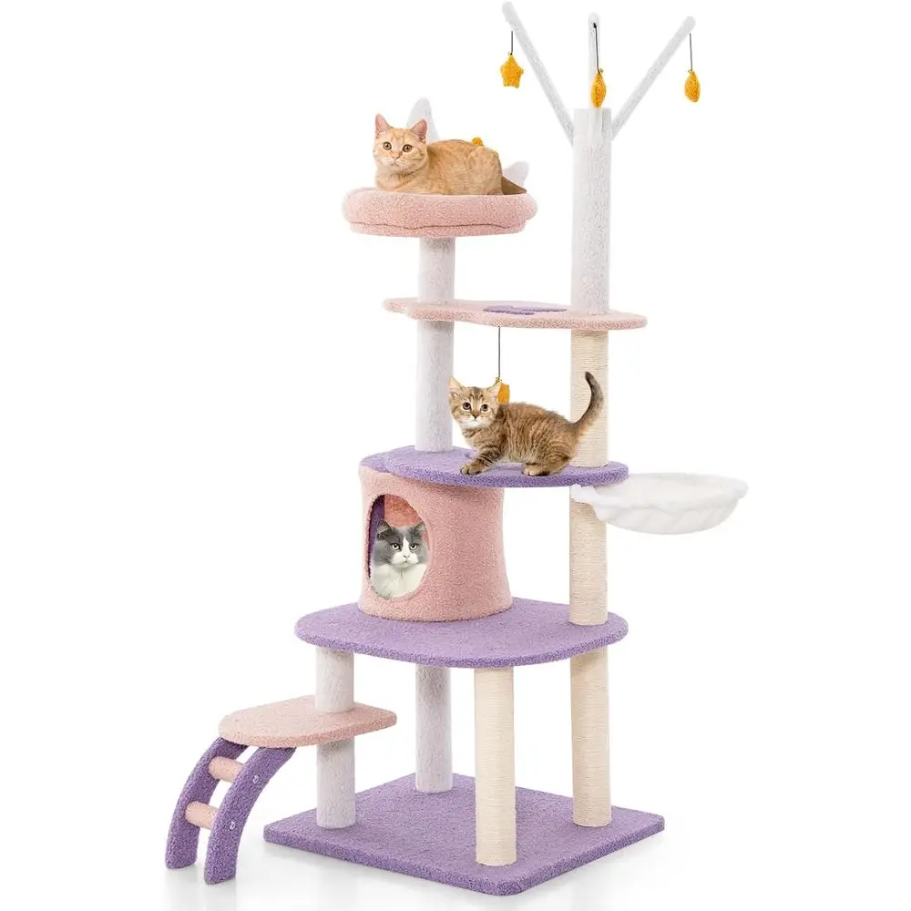 62-Inch Multi-Level Cat Tower  - Cat Scratching Post recension och pris