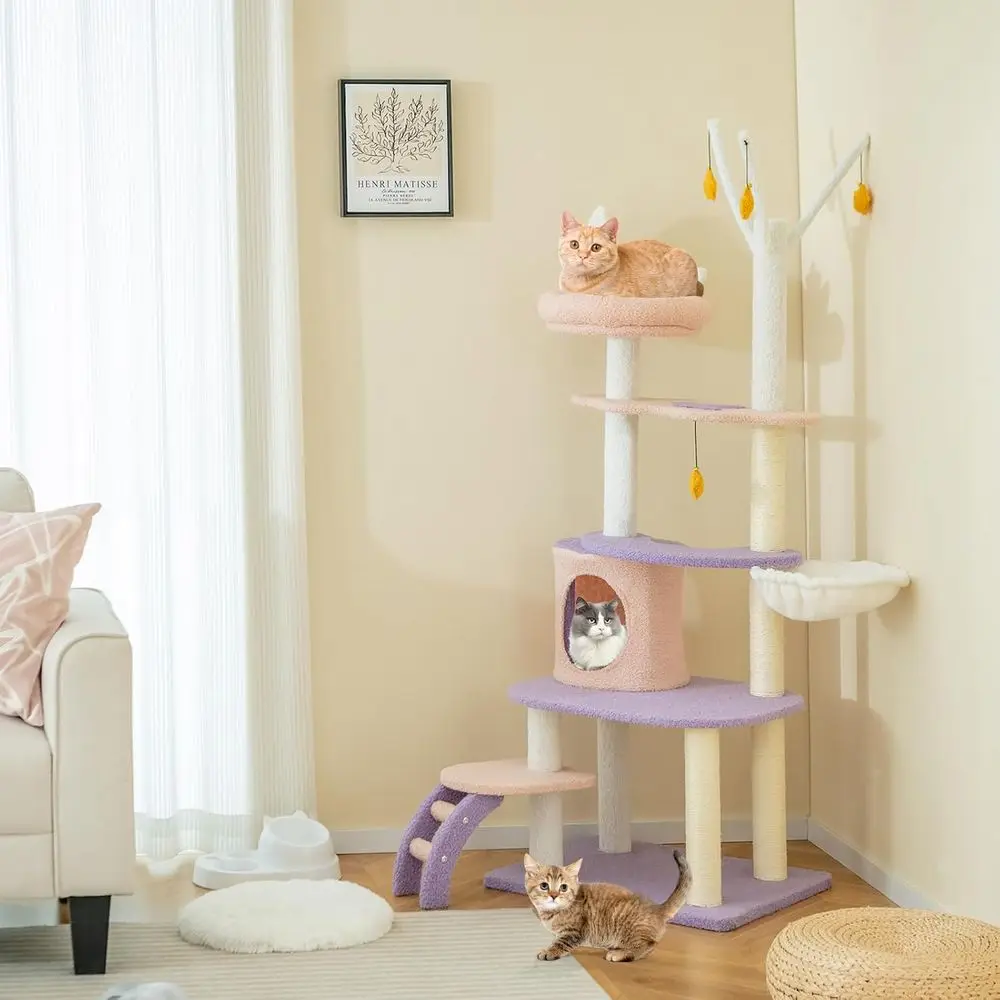 62-Inch Multi-Level Cat Tower  - Cat Scratching Post recension och pris