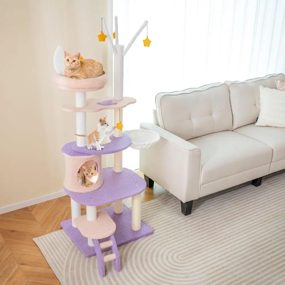 62-Inch Multi-Level Cat Tower  - Cat Scratching Post recension och pris