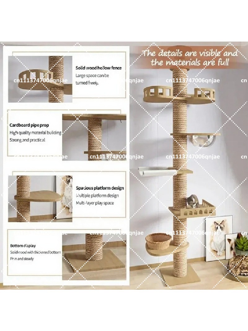 Indoor Wooden Cat Tree House M - Cat Scratching Post recension och pris