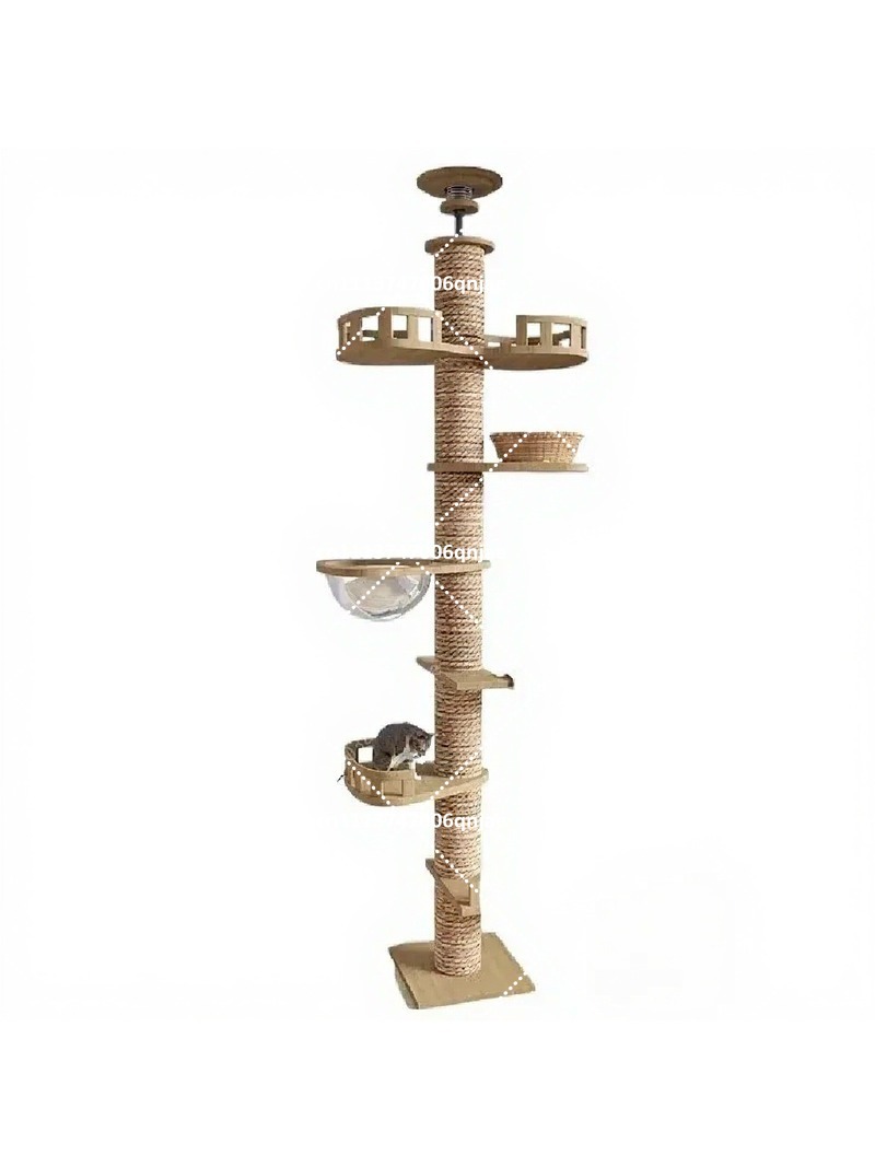 Indoor Wooden Cat Tree House M - Cat Scratching Post recension och pris