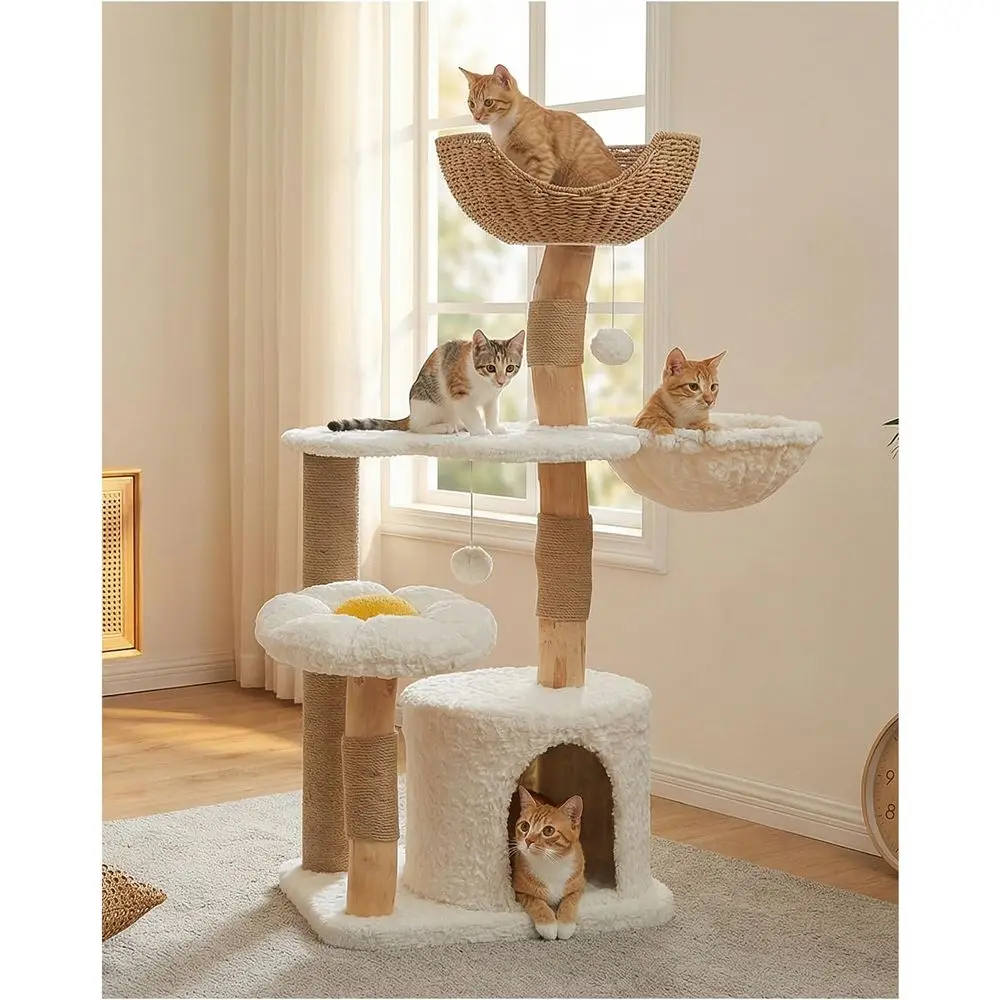 48.5 Large Solid Wood Cat Towe - Cat Scratching Post recension och pris