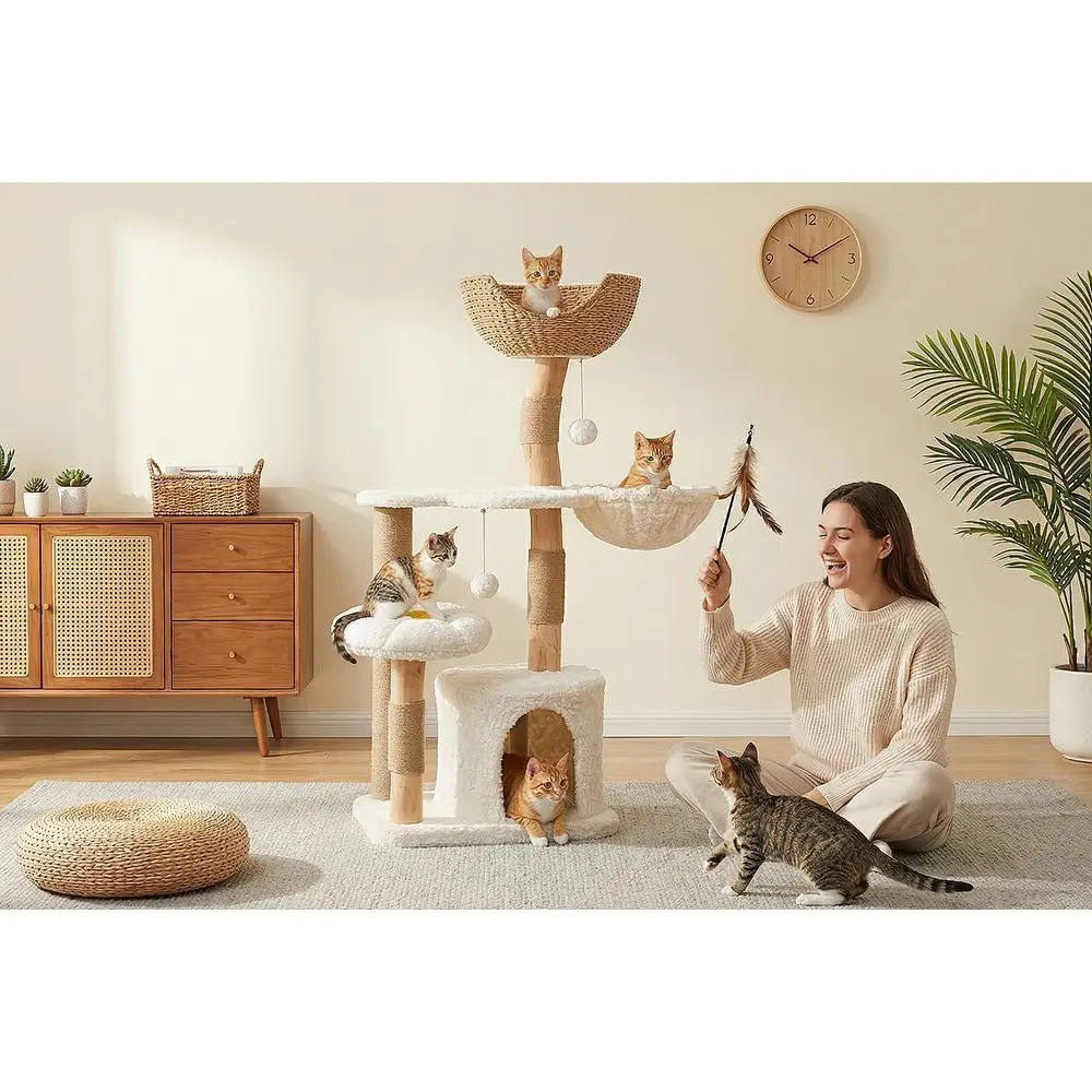 48.5 Large Solid Wood Cat Towe - Cat Scratching Post recension och pris