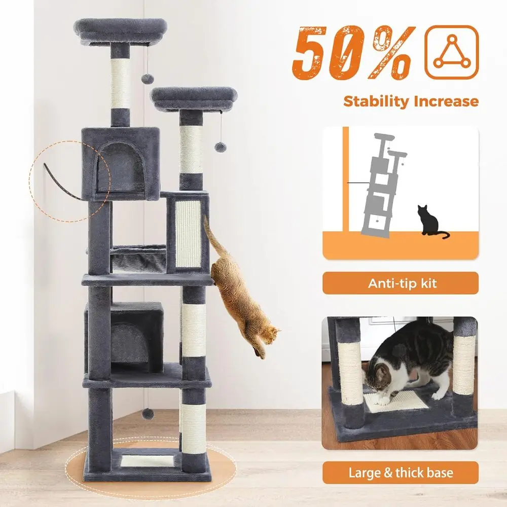 70 High Cat Tree with 2 Condos - Cat Scratching Post recension och pris