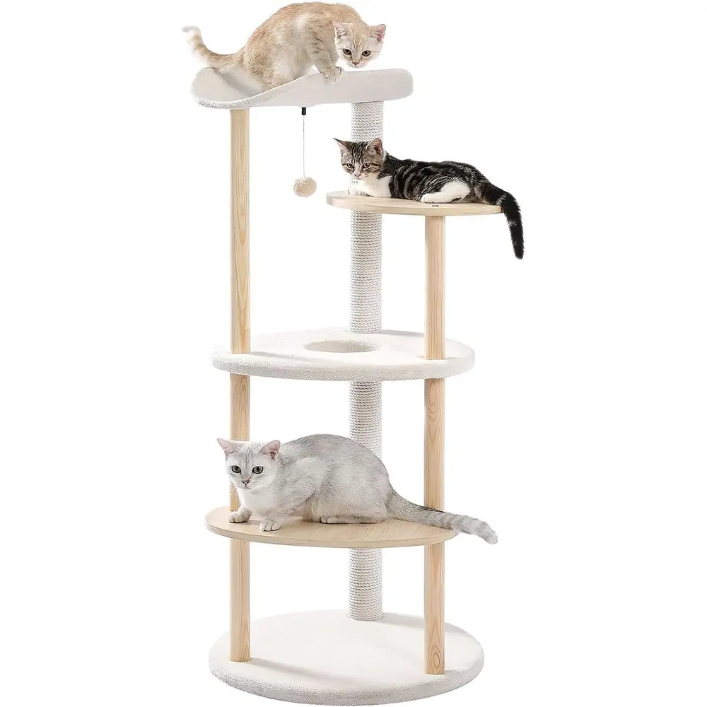 5-Level Beige Indoor Cat Tree  - Cat Scratching Post recension och pris