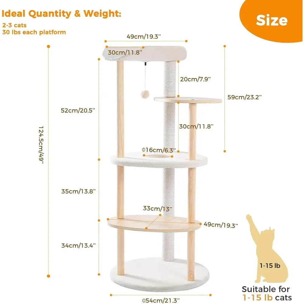5-Level Beige Indoor Cat Tree  - Cat Scratching Post recension och pris