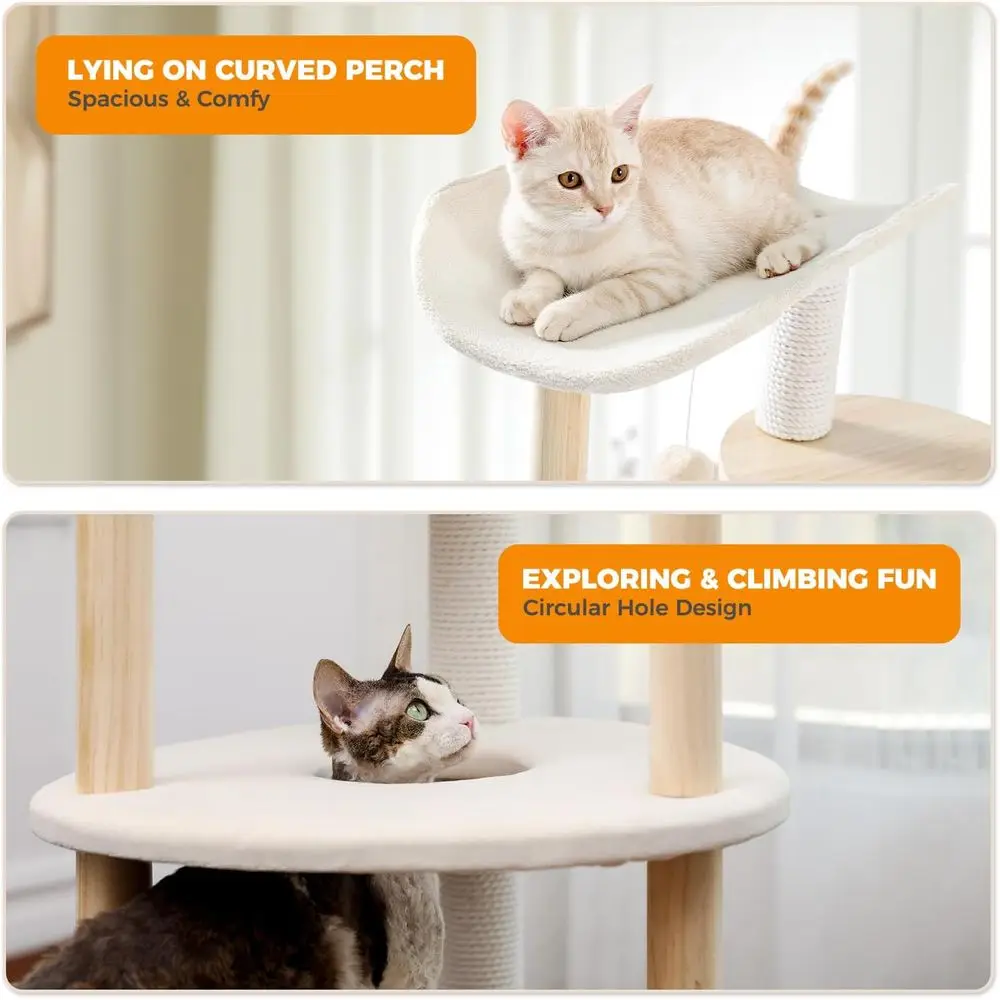 5-Level Beige Indoor Cat Tree  - Cat Scratching Post recension och pris