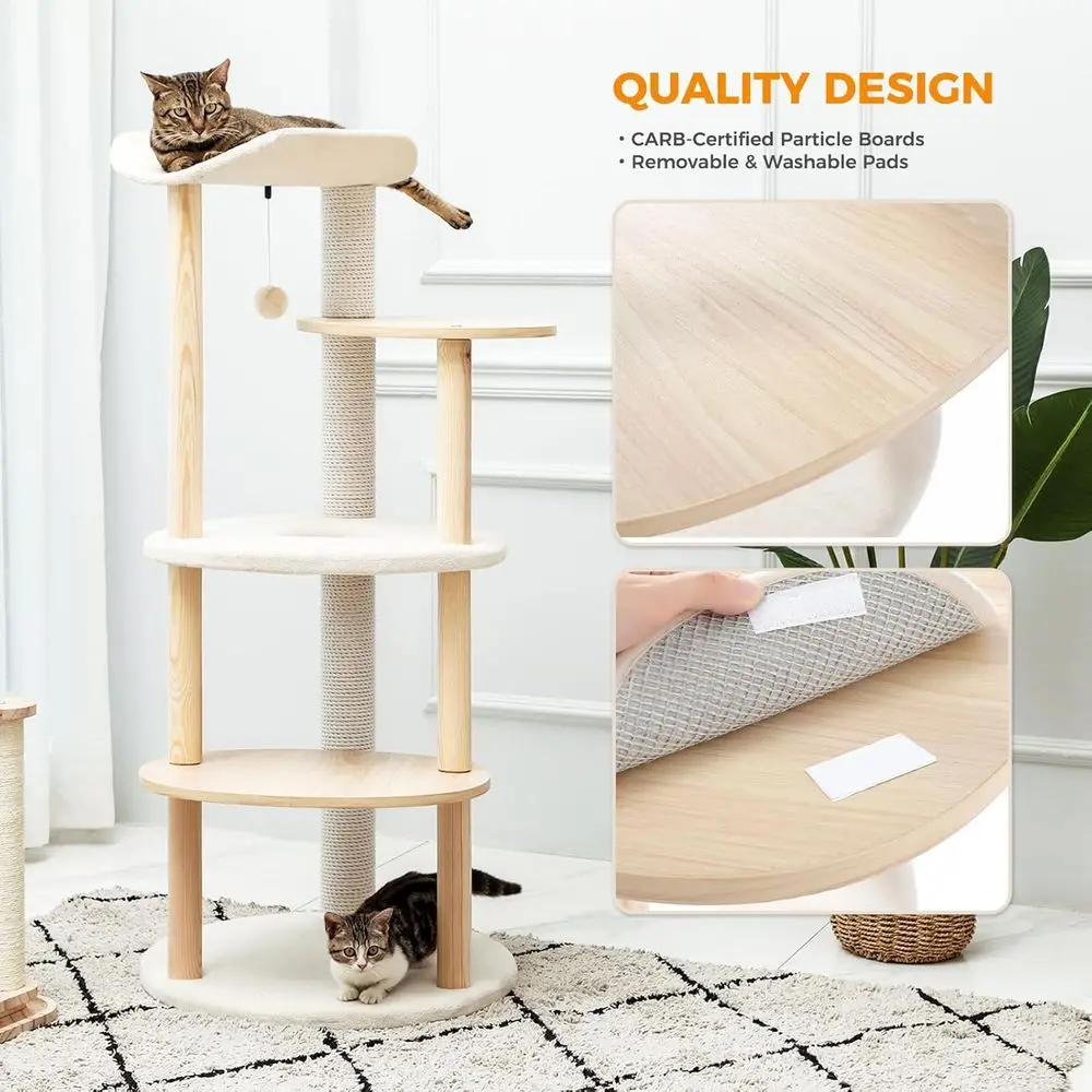 5-Level Beige Indoor Cat Tree  - Cat Scratching Post recension och pris