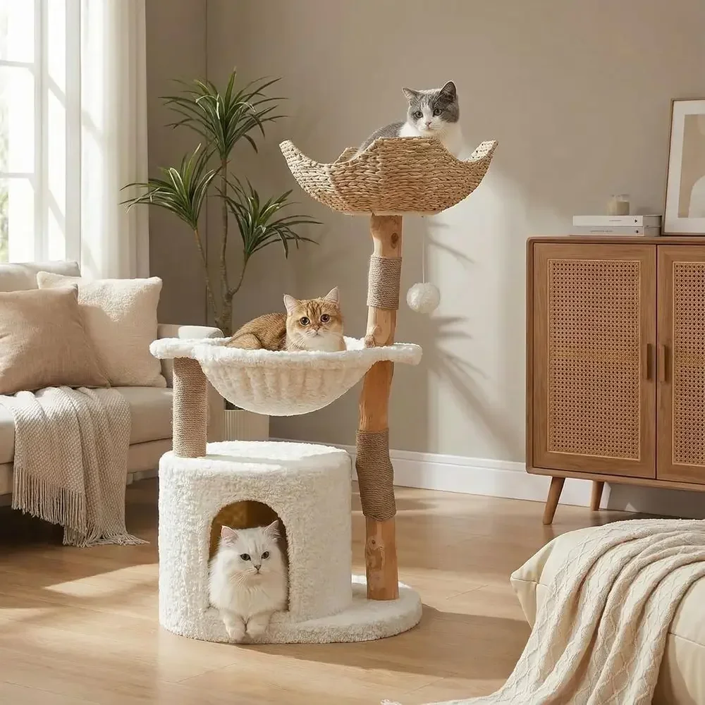 Large Cozy Cat Tree with Real  - Cat Scratching Post recension och pris