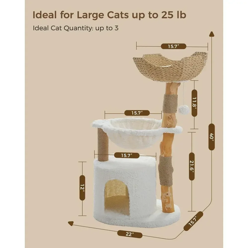 Large Cozy Cat Tree with Real  - Cat Scratching Post recension och pris