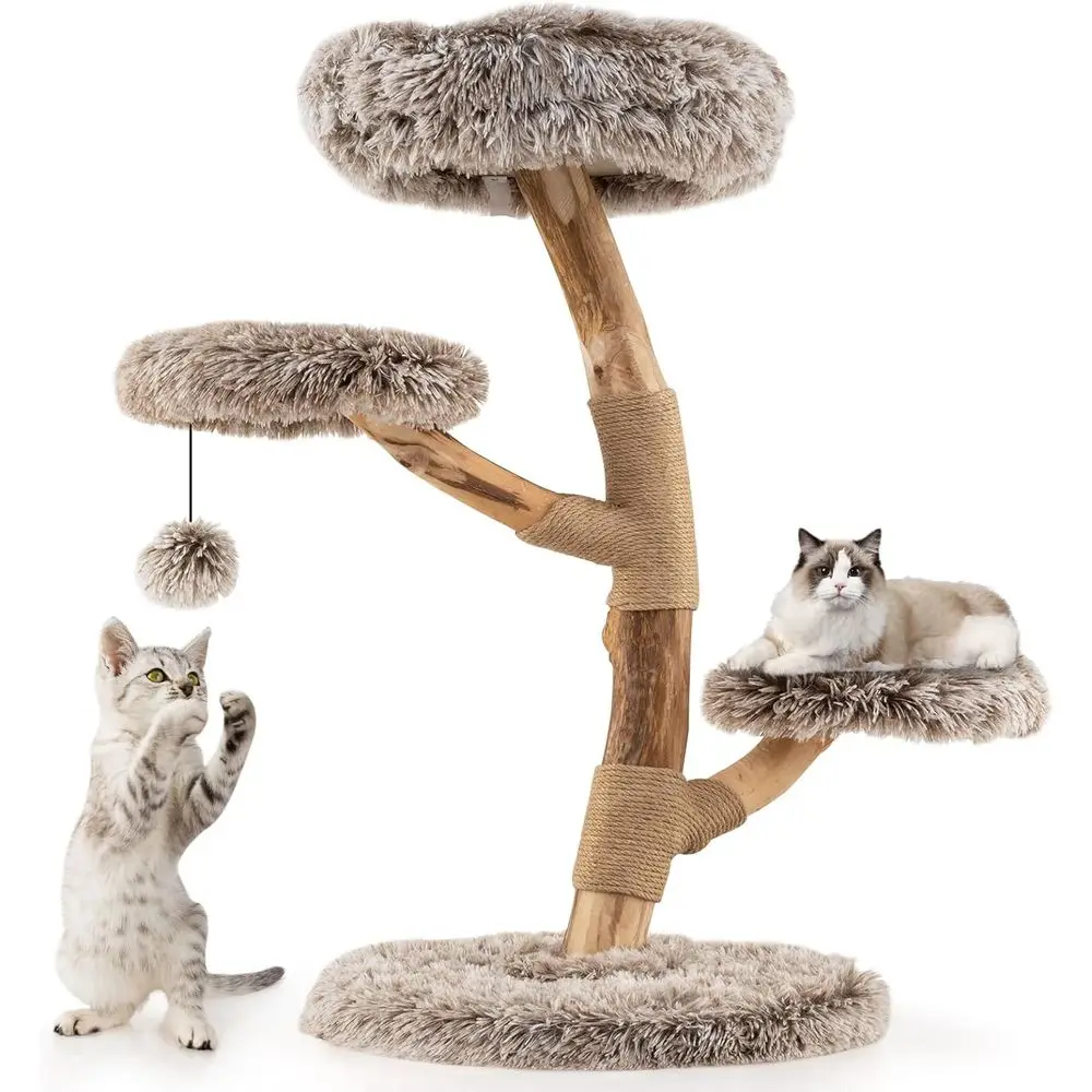 Multi-Level Wooden Cat Tower w - Cat Scratching Post recension och pris
