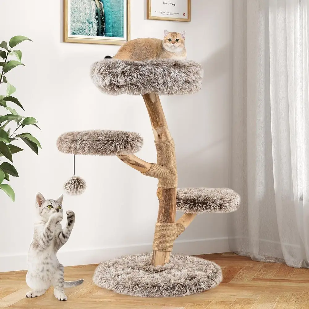 Multi-Level Wooden Cat Tower w - Cat Scratching Post recension och pris