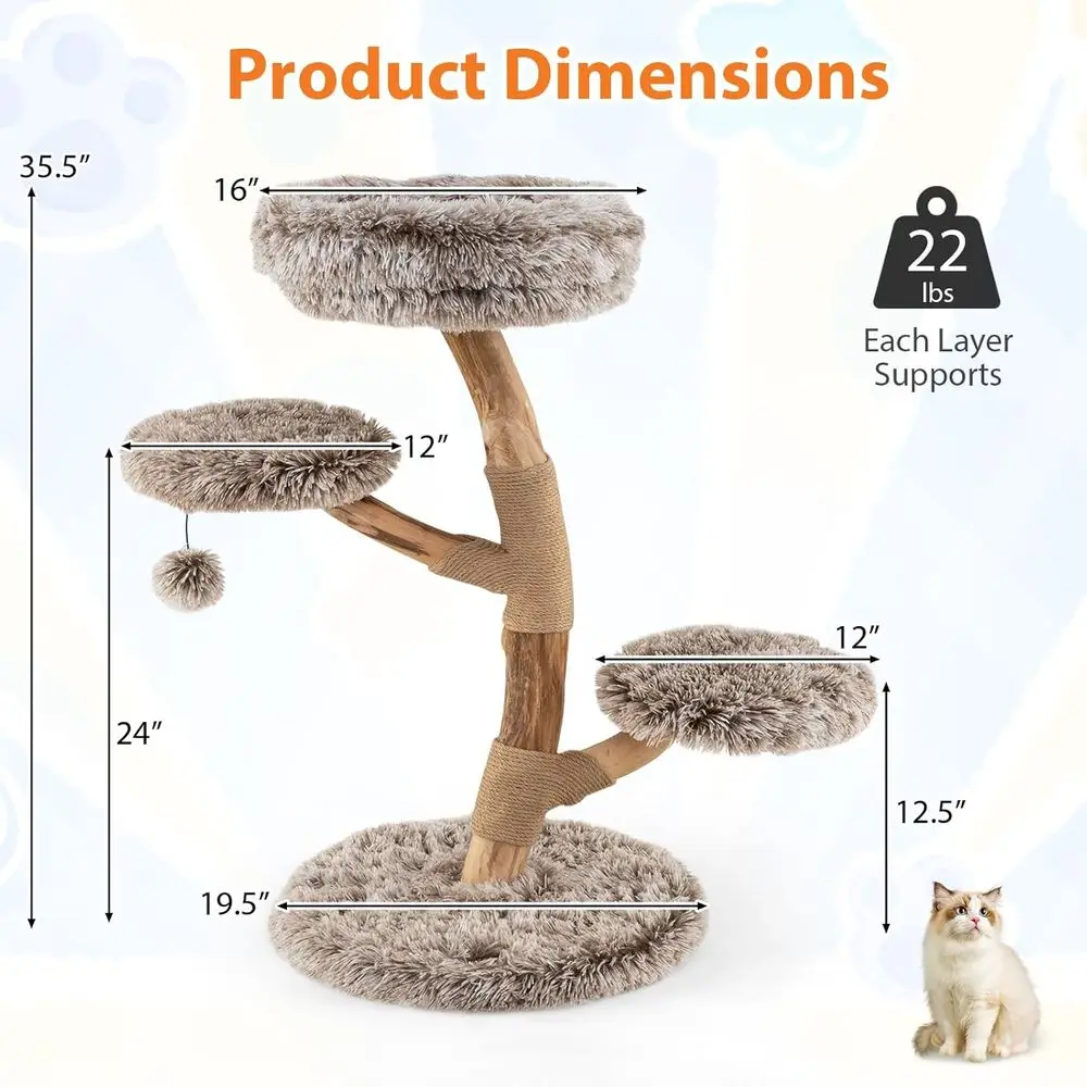 Multi-Level Wooden Cat Tower w - Cat Scratching Post recension och pris