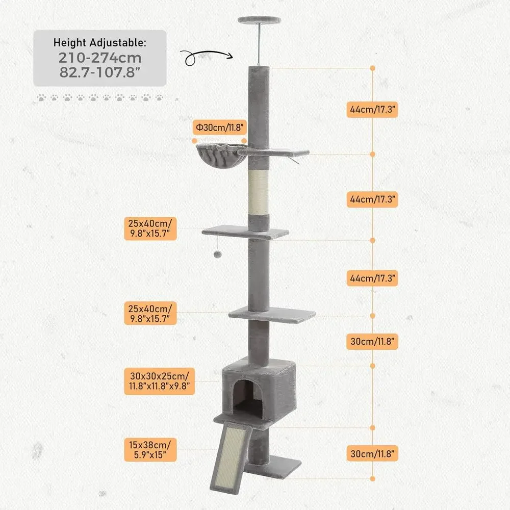 Adjustable 5-Level Cat Tree, 8 - Cat Scratching Post recension och pris