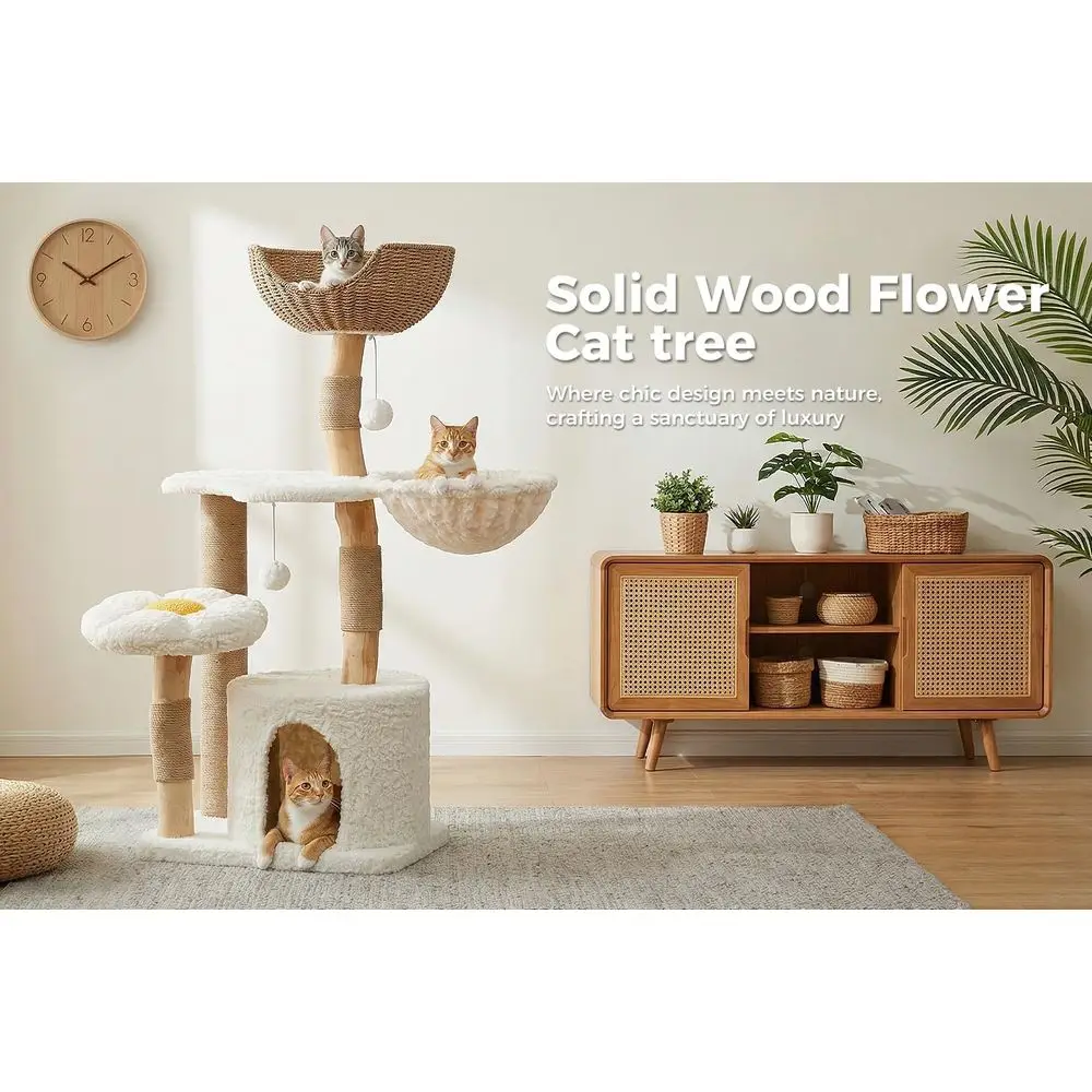 48.5 Tall Solid Wood Cat Tower - Cat Scratching Post recension och pris